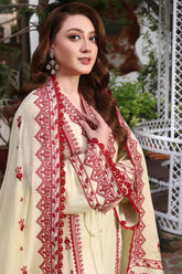 ASIM JOFA - 3PC DHANAK EMBROIDERED SHIRT WITH DHANAK EMBROIDERED SHAWL AND TROUSER - HZU2481